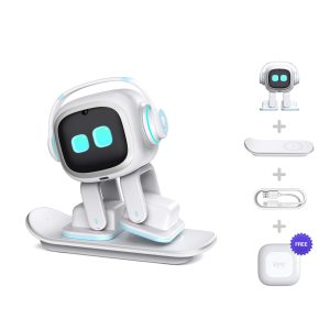 AI Desk Pet Robot with emotions - ChatGPT Enabled (White edition)Voice Commands & Dance Feature, human personality