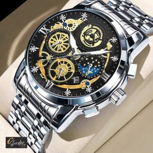 BINBOND B4010 Casual Quartz Men Watch Stainless Steel 30M Waterproof (White)